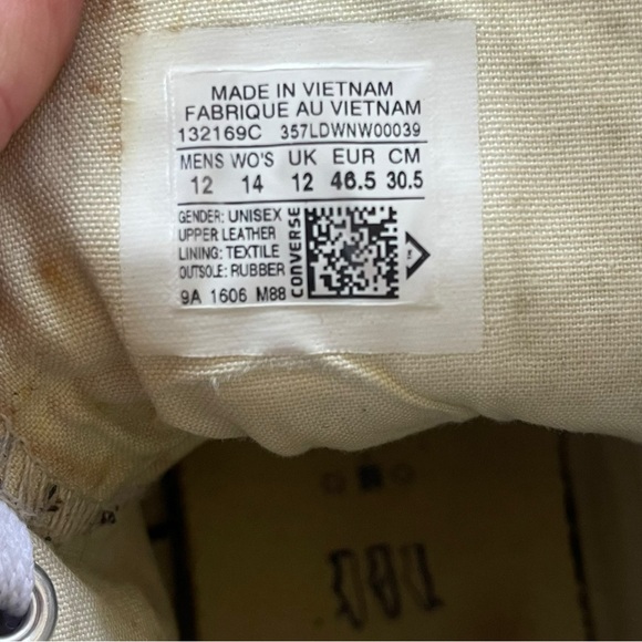 Converse Mens Sneakers 12 Chuck Taylor All Star Leather White 132169C - Picture 5 of 9